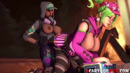 Futanari di Fortnite che fa sesso con un'eroina sexy