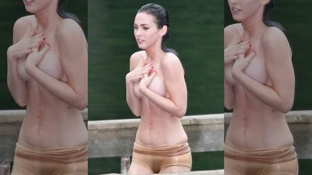 La figa di Megan Fox si intravede nei pantaloncini attillati bagnati