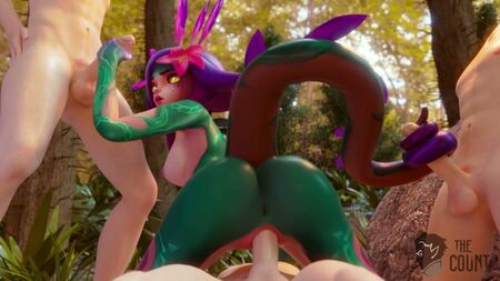 League of Legends - Neeko in un rapporto a tre con tutti i buchi occupati (animazione con audio)
