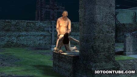 Una bomba sexy in 3D scopata da uno zombie