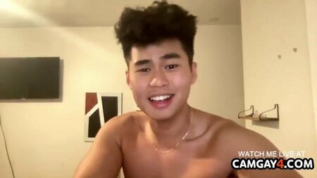 Un bel ragazzo asiatico in webcam
