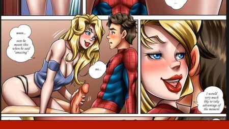 Spider Man ha ricevuto una dose di piacere da una bionda
