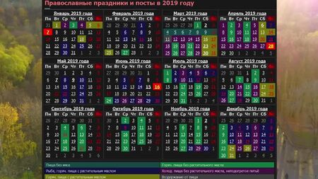 Calendario ortodosso 2019. Feste religiose: NATALE, PASQUA, EPIFANIA. QUANDO È IL DIGIUNO