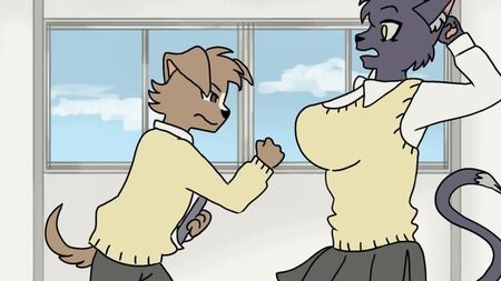 Gattina e cucciolo (animazione hentai furry)