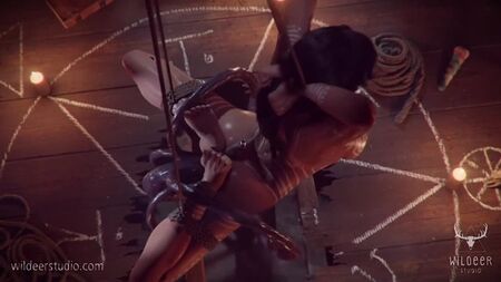 Lara Croft. Porno 3D. Tentacoli