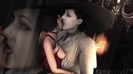 Lady Alcina Dimitrescu x Ada Wong - femdom; yuri; lesbiche; sesso orale; cunnilingus; porno hentai 3D; [Resident Evil 8: Village]