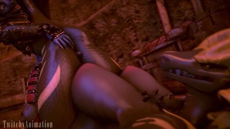 3D Yiff di TwitchyAnimation: porno furry etero E621 FYE Monster Hunter r34 rule34: un drago squamoso si accoppia con uno sciacallo viola