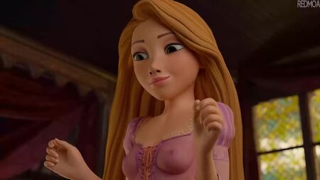 Rapunzel - footjob; feticismo dei piedi; masturbazione; sborrata; vista delle tette; ragazza carina; porno hentai 3D; (di Redmoa) [Disney; Rapunzel]
