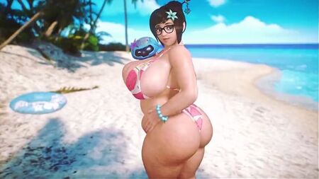 Mei - formosa; culo grosso; tette grandi; seno prosperoso; tette che oscillano; porno hentai 3D; (@banskinator) [Overwatch]