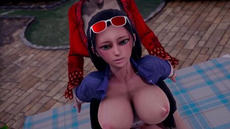 Nico Robin x Boa Hancock - futanari; yuri; lesbiche; sesso orale; pompino; pecorina; porno hentai 3D; [One Piece]